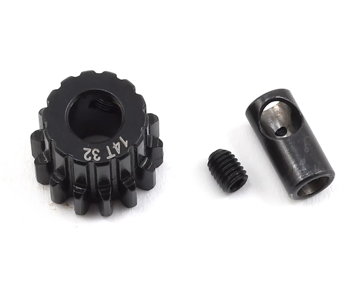 ProTek RC Steel 32P Pinion Gear W/3.17mm Reducer Sleeve (Mod .8) (5mm Bore) (14T) 1 ProTek RC Steel 32P Pinion Gear W/3.17mm Reducer Sleeve (Mod .8) (5mm Bore) (14T)