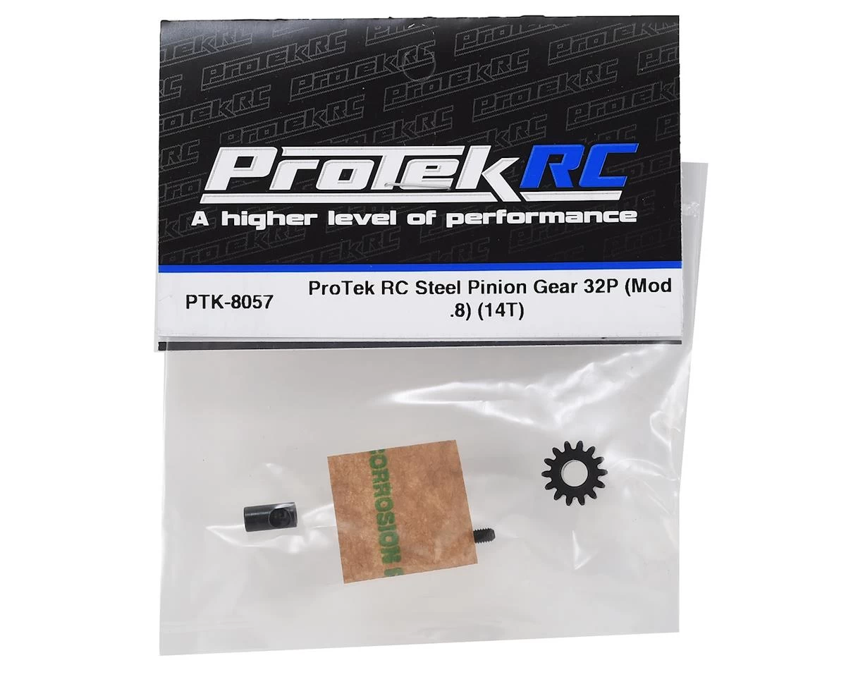 ProTek RC Steel 32P Pinion Gear W/3.17mm Reducer Sleeve (Mod .8) (5mm Bore) (14T) 2 ProTek RC Steel 32P Pinion Gear W/3.17mm Reducer Sleeve (Mod .8) (5mm Bore) (14T) - Image 2