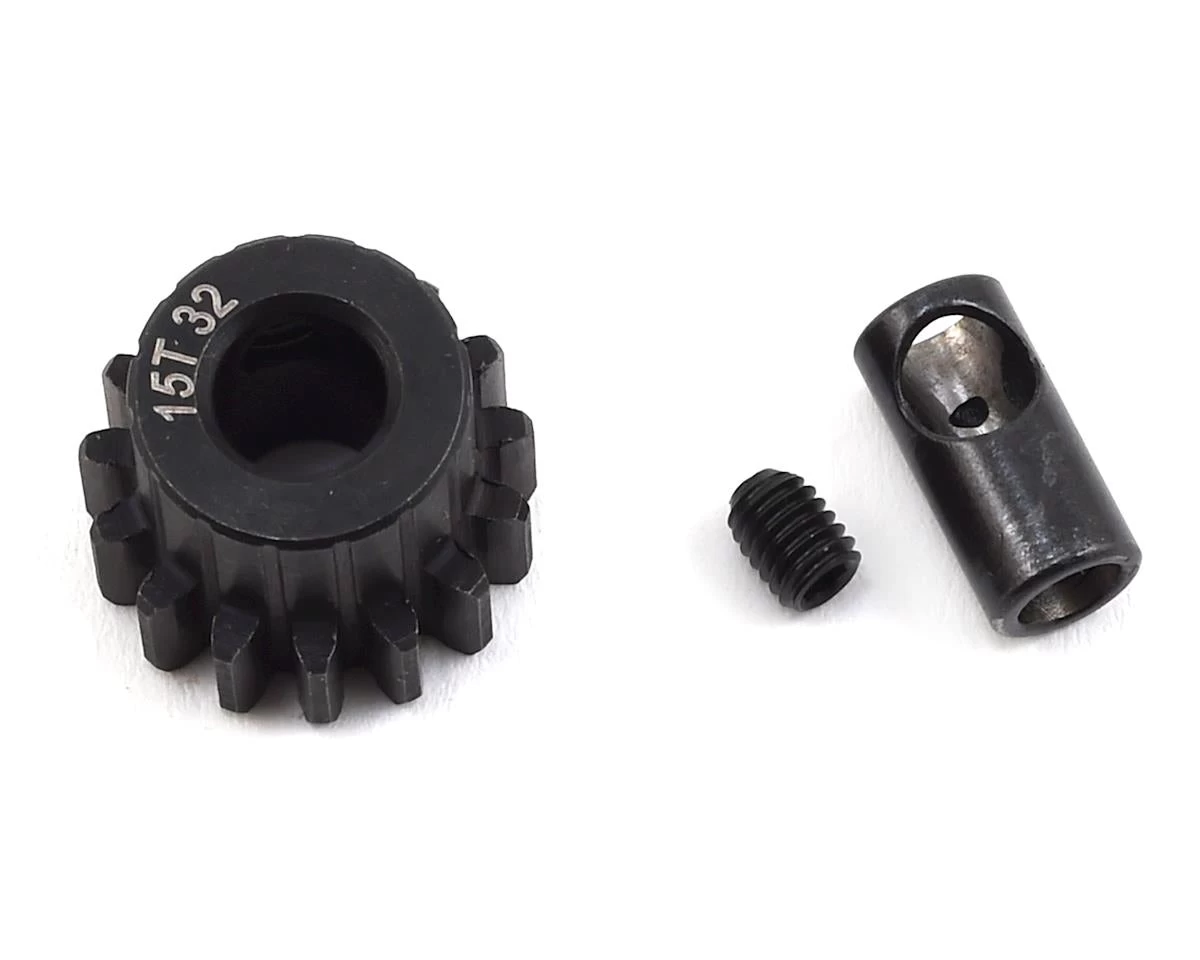 ProTek RC Steel 32P Pinion Gear W/3.17mm Reducer Sleeve (Mod .8) (5mm Bore) (15T) 1 ProTek RC Steel 32P Pinion Gear W/3.17mm Reducer Sleeve (Mod .8) (5mm Bore) (15T)