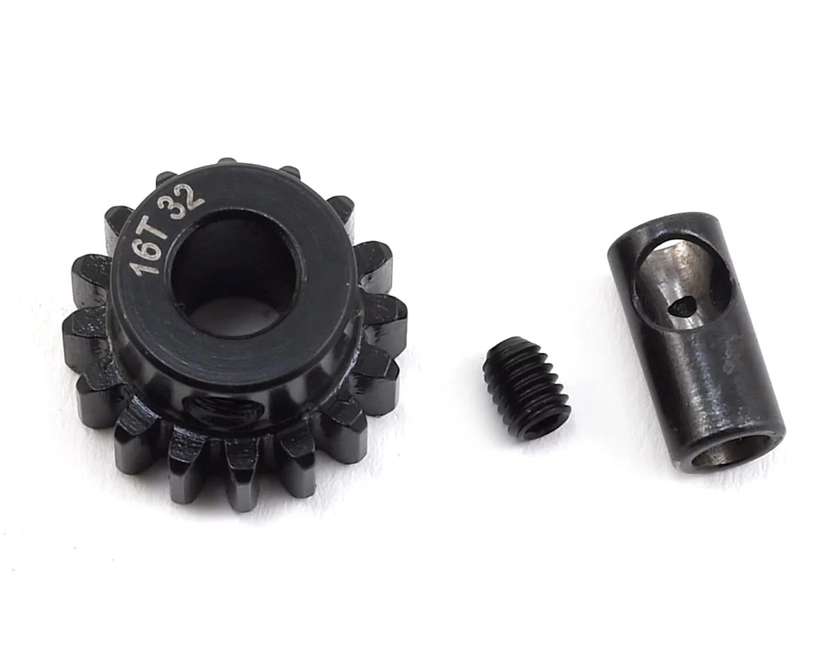 ProTek RC Steel 32P Pinion Gear W/3.17mm Reducer Sleeve (Mod .8) (5mm Bore) (16T) 1 ProTek RC Steel 32P Pinion Gear W/3.17mm Reducer Sleeve (Mod .8) (5mm Bore) (16T)